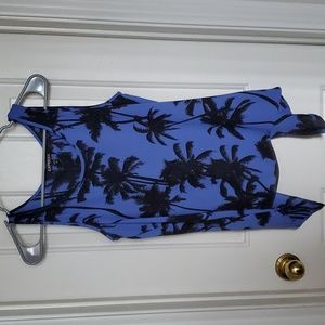 Express Palm Tank Top with V Open Back